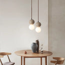 Retro natural stone pendant light with white glass shade