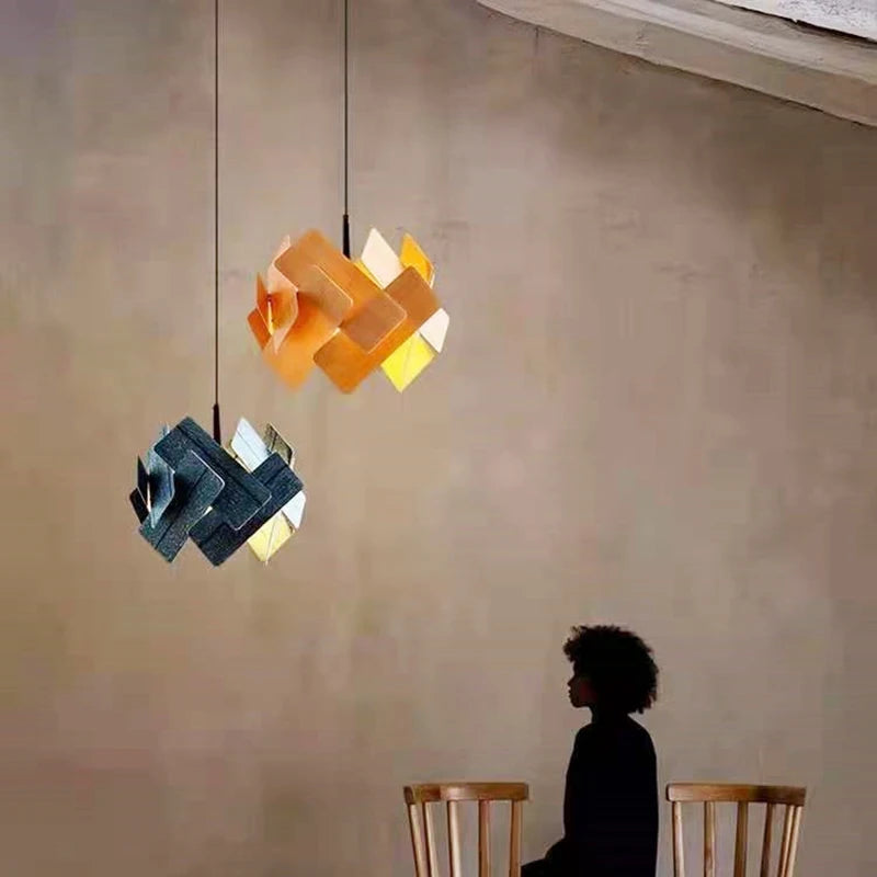 Creative wood pendant light with adjustable cord