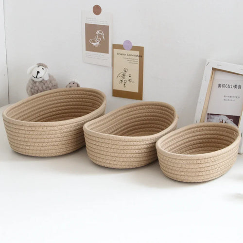 woven cotton rope storage baskets for toys and clothes - vue 7 sur 9