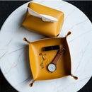 Leather storage box for desk and accessories