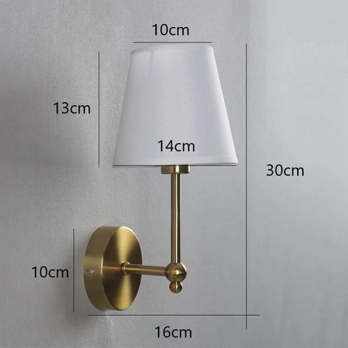 American retro wall light in black and gold linen - vue 9 sur 8
