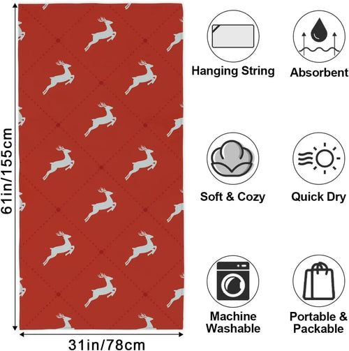 Microfibre beach towel with deer design quick dry - vue 4 sur 6