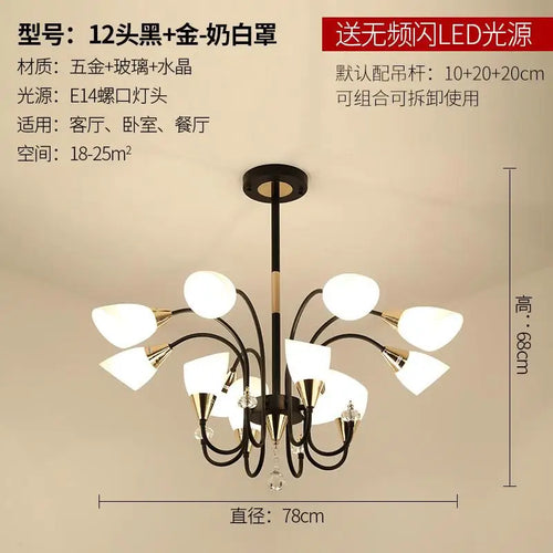 Modern copper crystal chandelier for indoor lighting - vue 11 sur 14