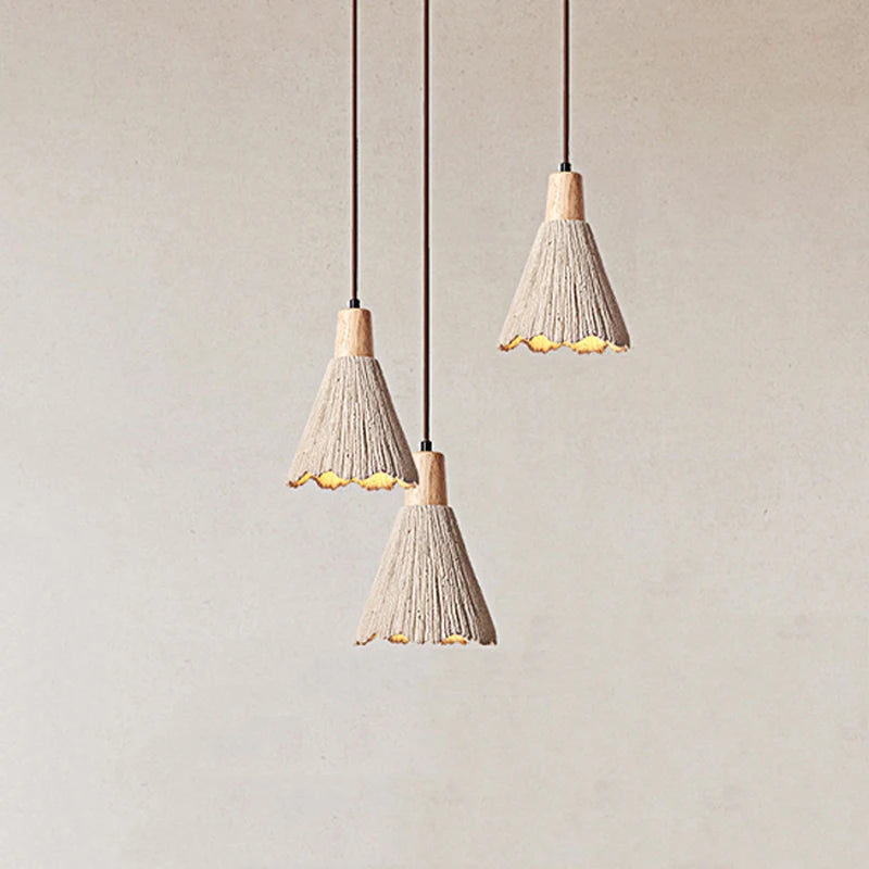Japanese Wabi Sabi minimalist pendant light with micro cement and LED