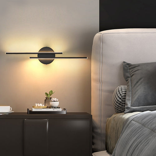 Designer wall light with two metallic LED bars Lio - vue 3 sur 8