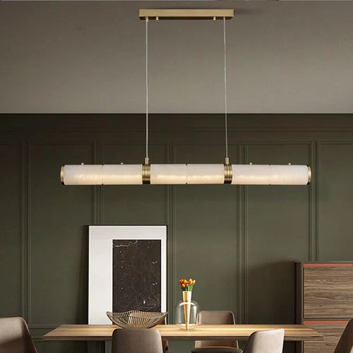 Modern luxury copper and marble LED chandelier zigzag indoor lighting - vue 5 sur 7