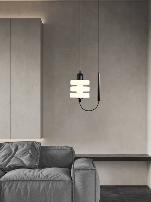 Elegant modern black and white glass chandelier - vue 2 sur 7