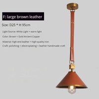 Modern leather chandelier with pendant light and crystal glass