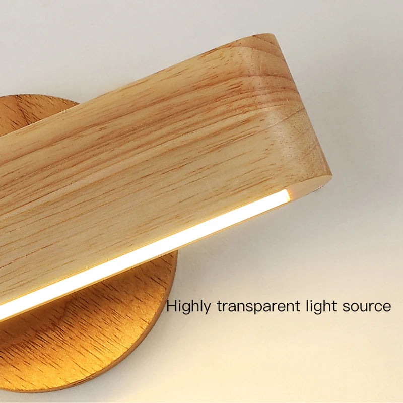 Modern wooden circular wall light for bedroom, living room, children’s room, hallway or bedside - vue 5 sur 8