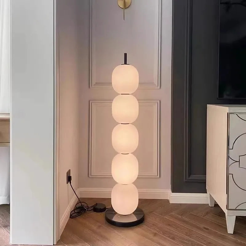 Mainkai Nordic gourd string floor lamp with white glass shade