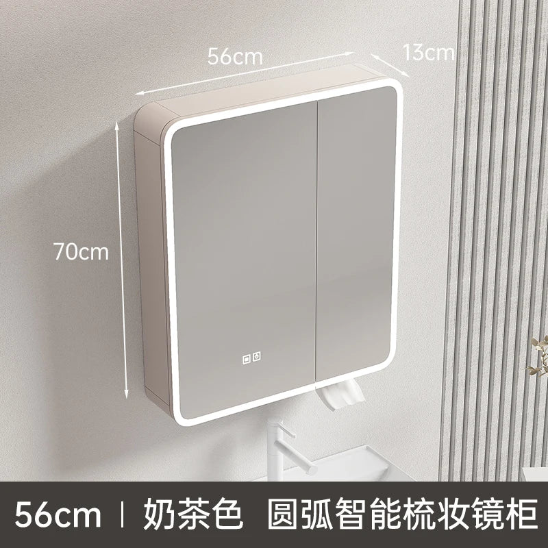 circular aluminum wardrobe with mirror, smart lighting and storage - vue 28 sur 32