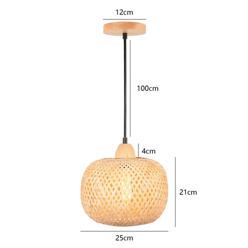 Handwoven bamboo chandelier with integrated LED - vue 13 sur 16