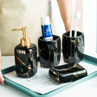 Nordic matte gold ceramic bathroom accessory set