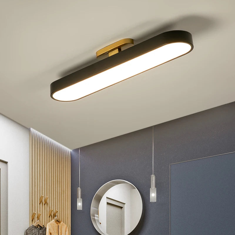 Modern minimalist recessed rectangular LED ceiling light - vue 3 sur 9