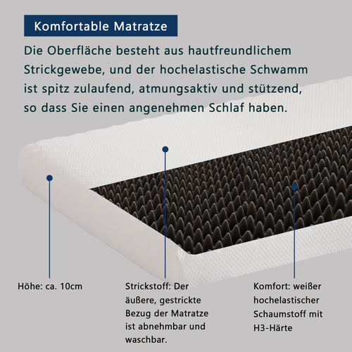 Mattress, Comfortable, Honeycomb Fabric, Bamboo Carbon Sponge, Eco-Tex Certified, Ergonomic, breathable and durable, Compression Sve - vue 4 sur 6