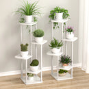 multi-tiered wooden plant and flower stand