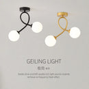 Black and gold glass ceiling light for hallway, balcony, entryway, cloakroom