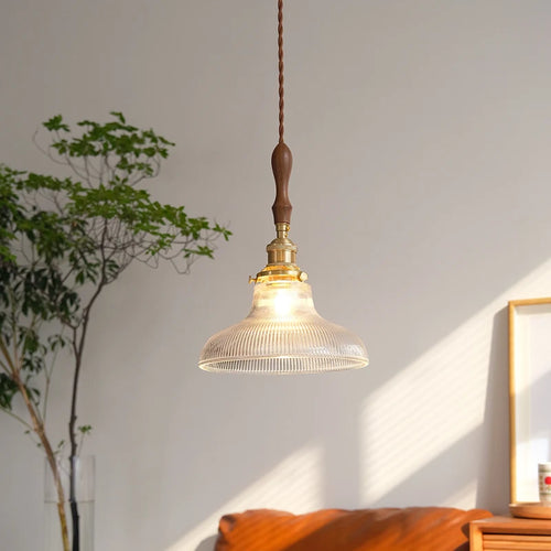 Nordic retro glass and brass pendant light for interior décor