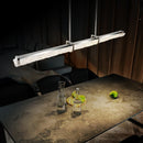 Modern stainless steel pendant light with minimalist crystal bar