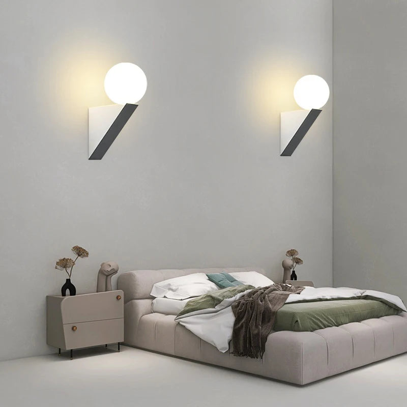 Modern glass indoor wall light with LED lighting