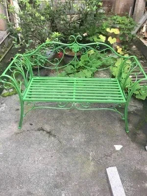 wrought iron garden bench outdoor table and chairs - vue 8 sur 14
