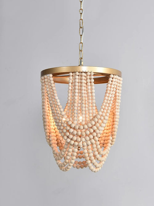 Retro wooden bead chandelier for interior decoration - vue 3 sur 7