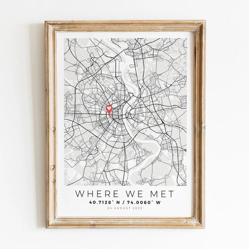 Personalised city map for a romantic gift