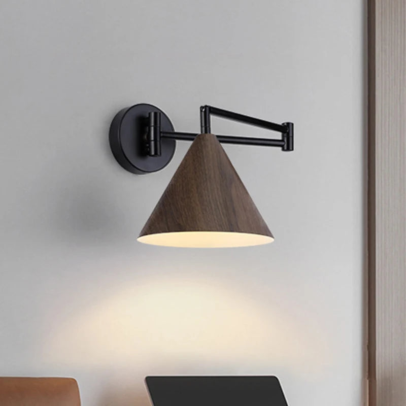 Rotating wooden wall light for modern interior decor