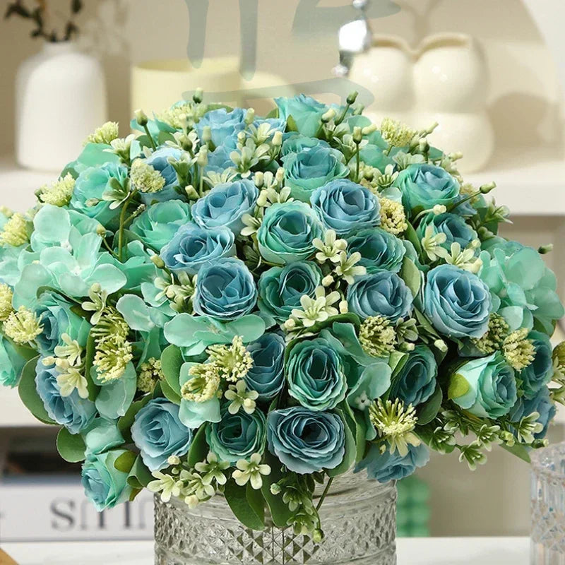 Artificial silk hydrangea bouquet for elegant decoration