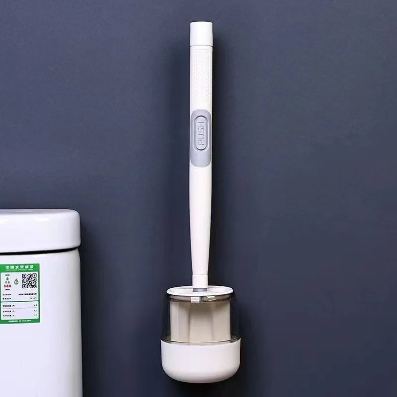 Long handle toilet brush with holder for efficient cleaning