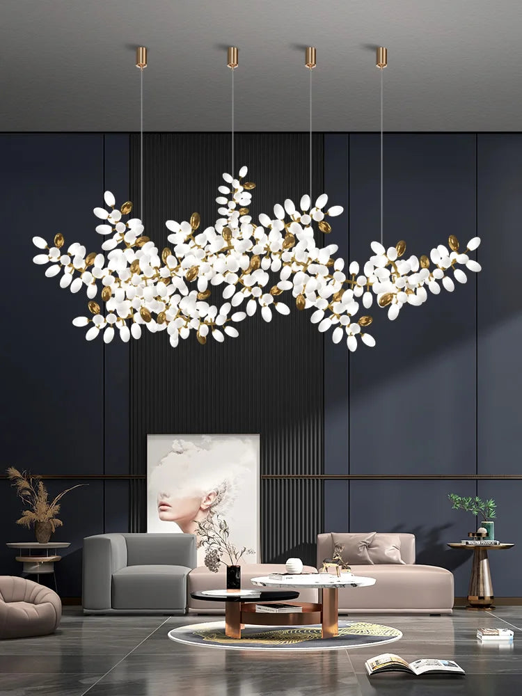 Luxury white glass postmodern chandelier - vue 3 sur 10