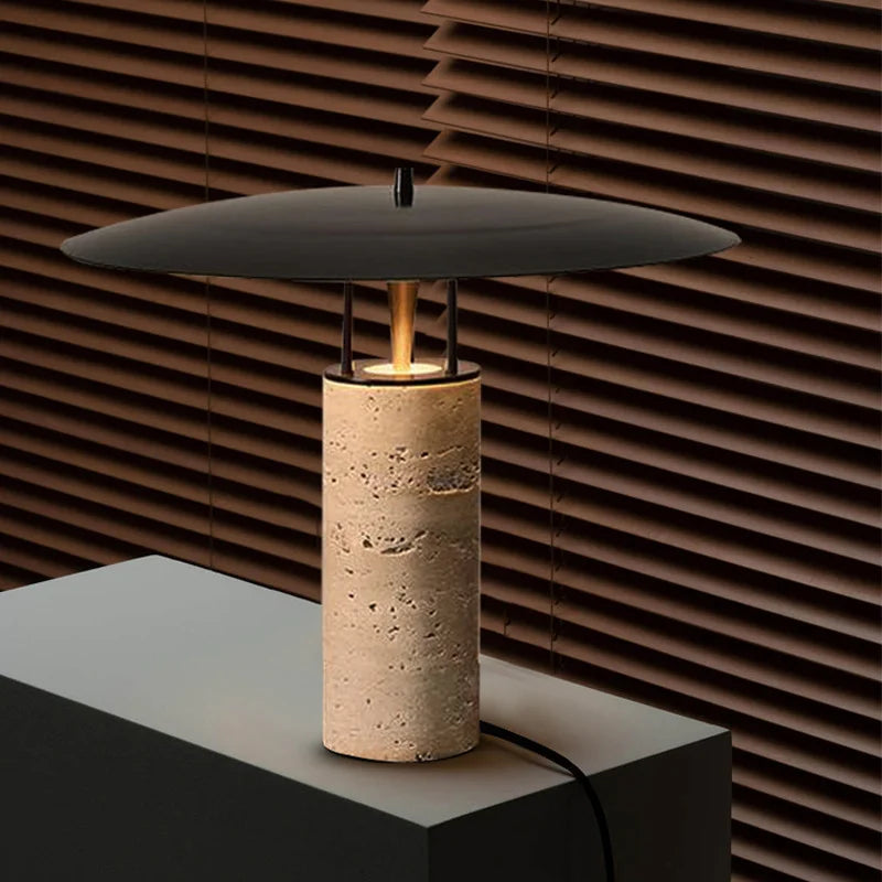 Black iron stone designer LED table lamp