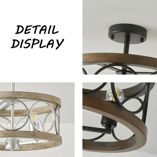 Retro American vintage ceiling light French farmhouse - vue 7 sur 7