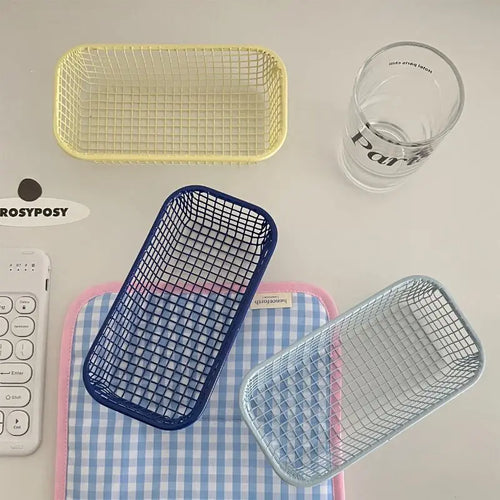 metal storage basket for desk and makeup - vue 5 sur 9