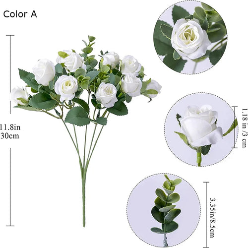 Artificial rose bouquet with eucalyptus and decorative peony - vue 13 sur 12