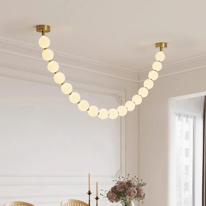Nordic design LED bead chandelier for home decoration - vue 4 sur 9