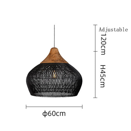 Southeast Asian vintage rattan pendant light high quality for dining room, restaurant, kitchen, or loft - vue 14 sur 27