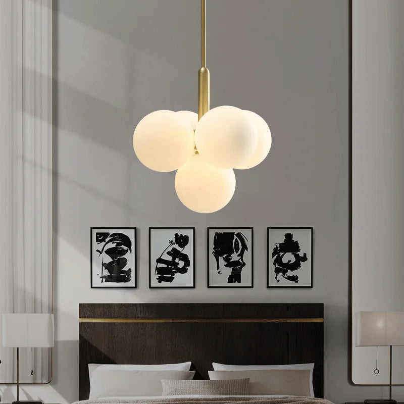 Nordic copper and glass designer LED chandelier