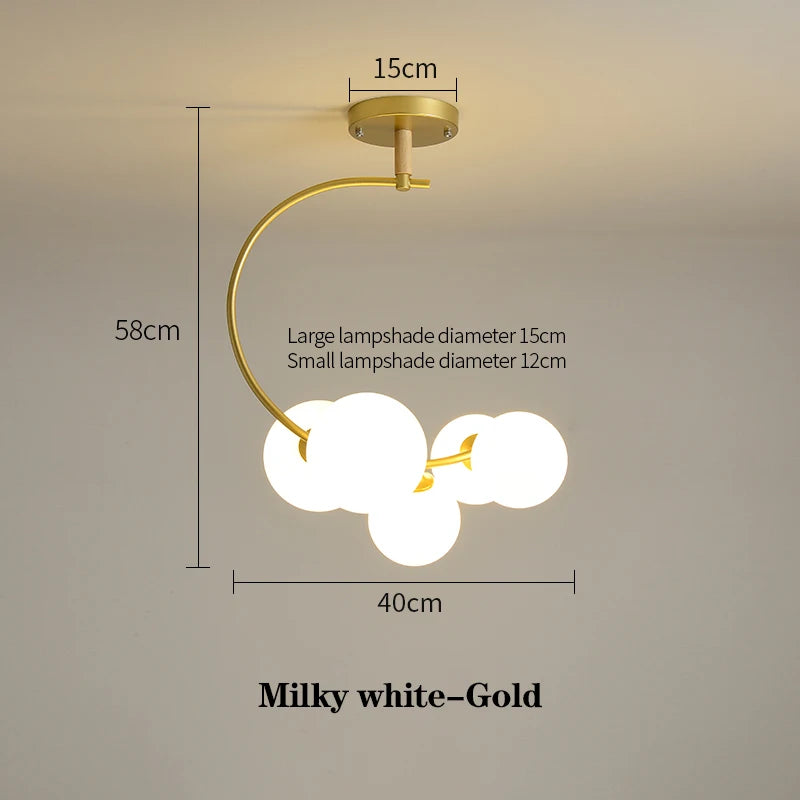 Nordic glass ceiling light with multicolour shade for indoor decor - vue 9 sur 9