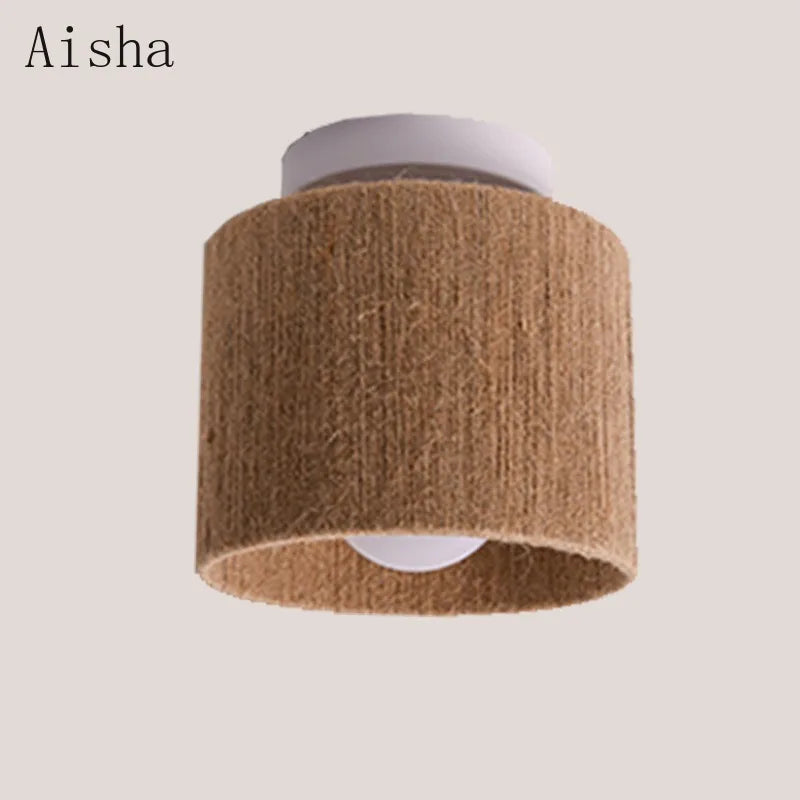 Retro Japanese style hemp rope ceiling light for a cosy indoor space - vue 5 sur 8