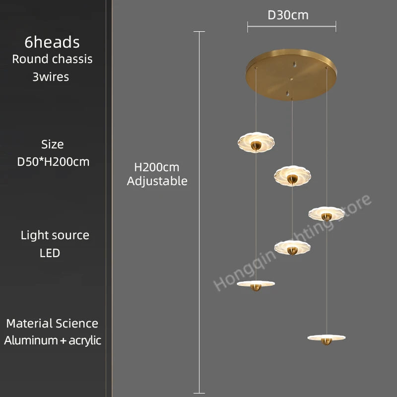 Modern LED chandelier for elegant indoor lighting - vue 11 sur 26