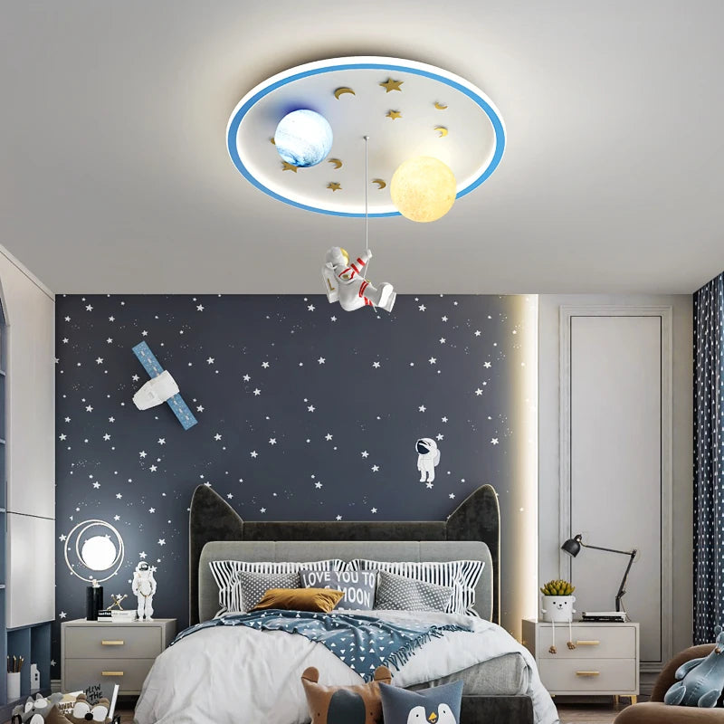 Nordic LED ceiling light creative planet astronaut for children