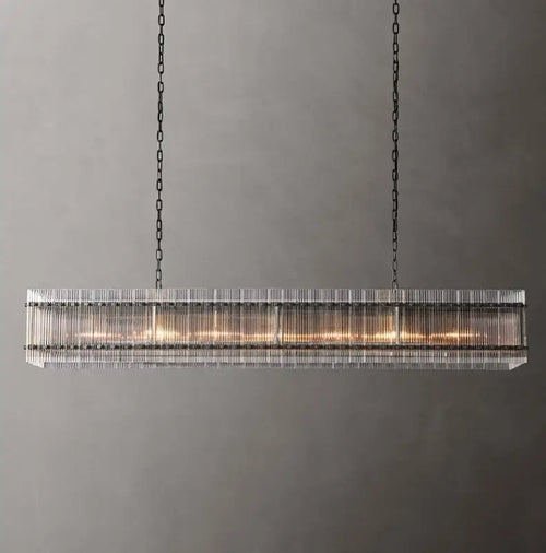 Rectangular crystal chandelier for luxury lighting - vue 9 sur 8