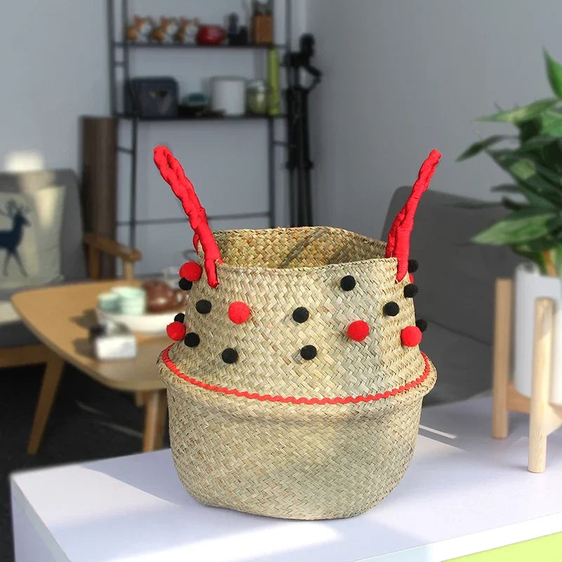 woven wicker basket for versatile storage and decoration - vue 5 sur 18
