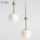 Creative gold glass chandelier with three lights modern lighting