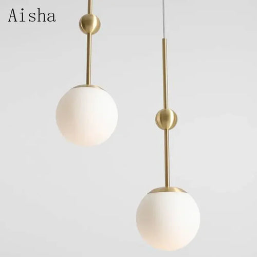 Creative gold glass chandelier with three lights modern lighting - vue 5 sur 9
