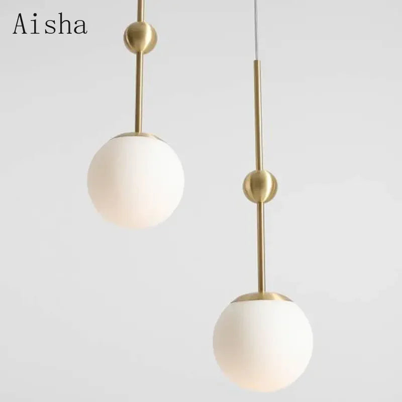 Creative gold glass chandelier with three lights modern lighting - vue 4 sur 9