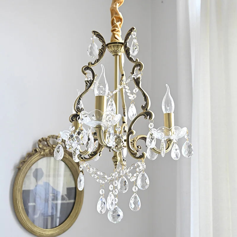 Elegant retro chandelier with crystal beads loft decor - vue 4 sur 6