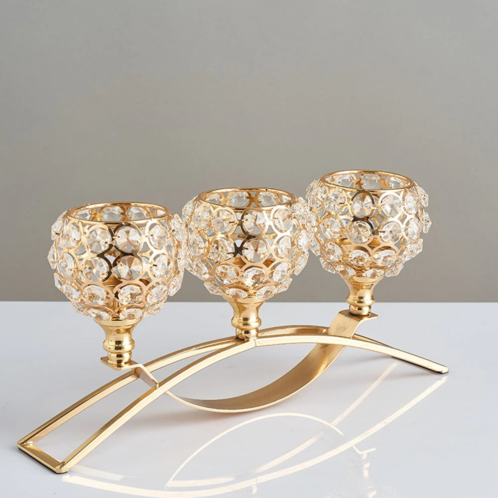 Metal candle holders with crystal detail for festive decorations - vue 8 sur 12