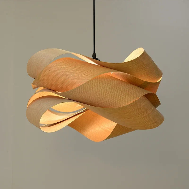 Vintage Chinese style bamboo and wood pendant LED light for bedroom, living room or dining table